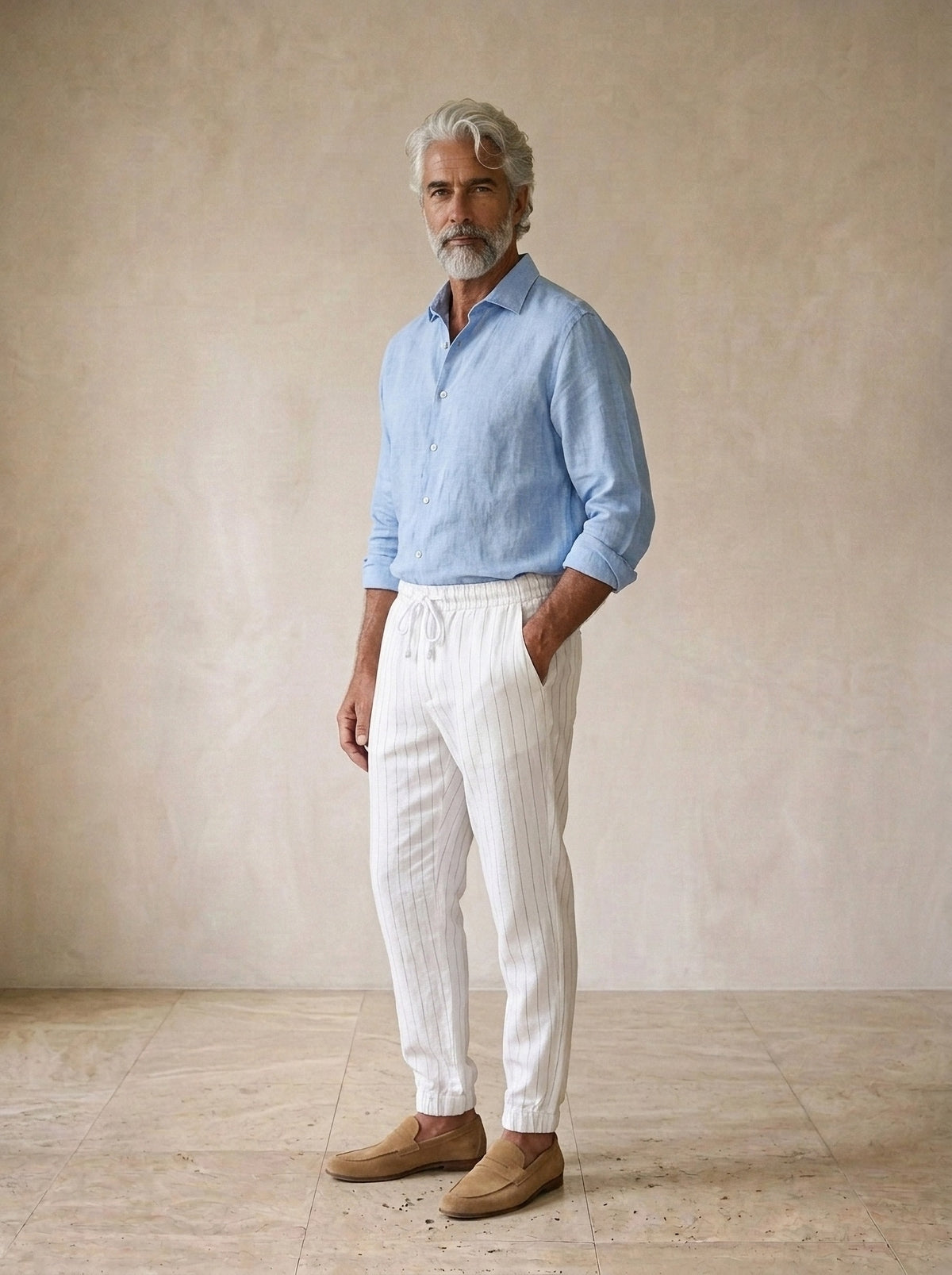 Branco | Calça de linho Toulouse branco – vista três quartos
