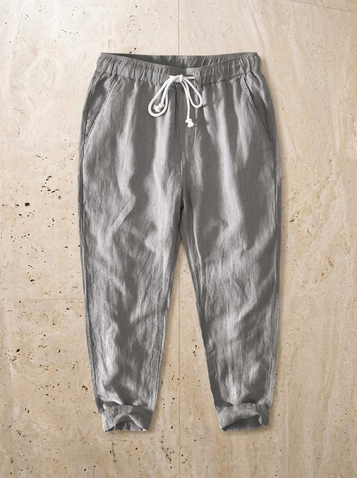 Cinza | Calça de linho Toulouse cinza – peça sozinha vista de cima
