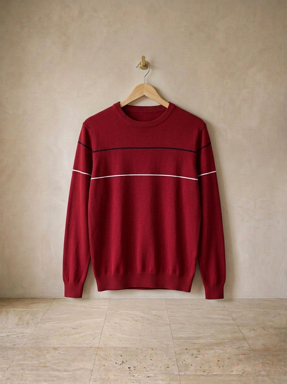 Vermelho | Suéter listras finas Trevi vermelho – peça sozinha, foto de produto