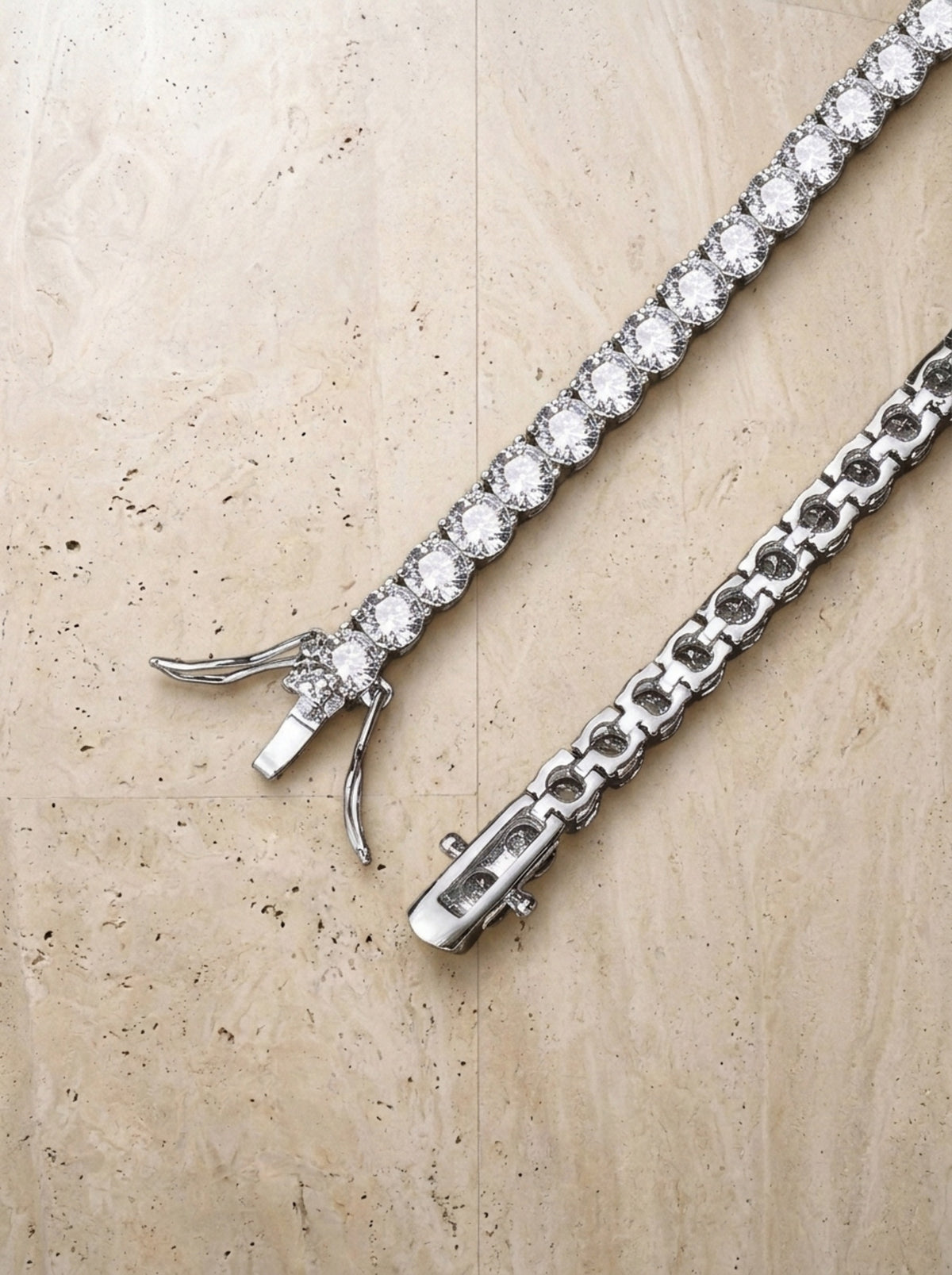 Prata | Pulseira riviera de prata 925 Trieste – macro do fecho caixa com trava de segurança