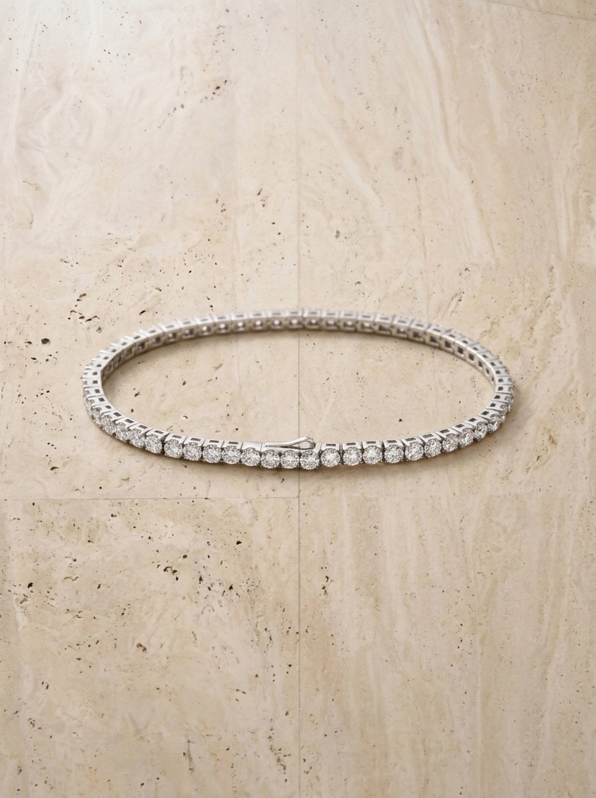 Prata | Pulseira riviera de prata 925 Trieste – foto real, pulseira fechada vista de cima