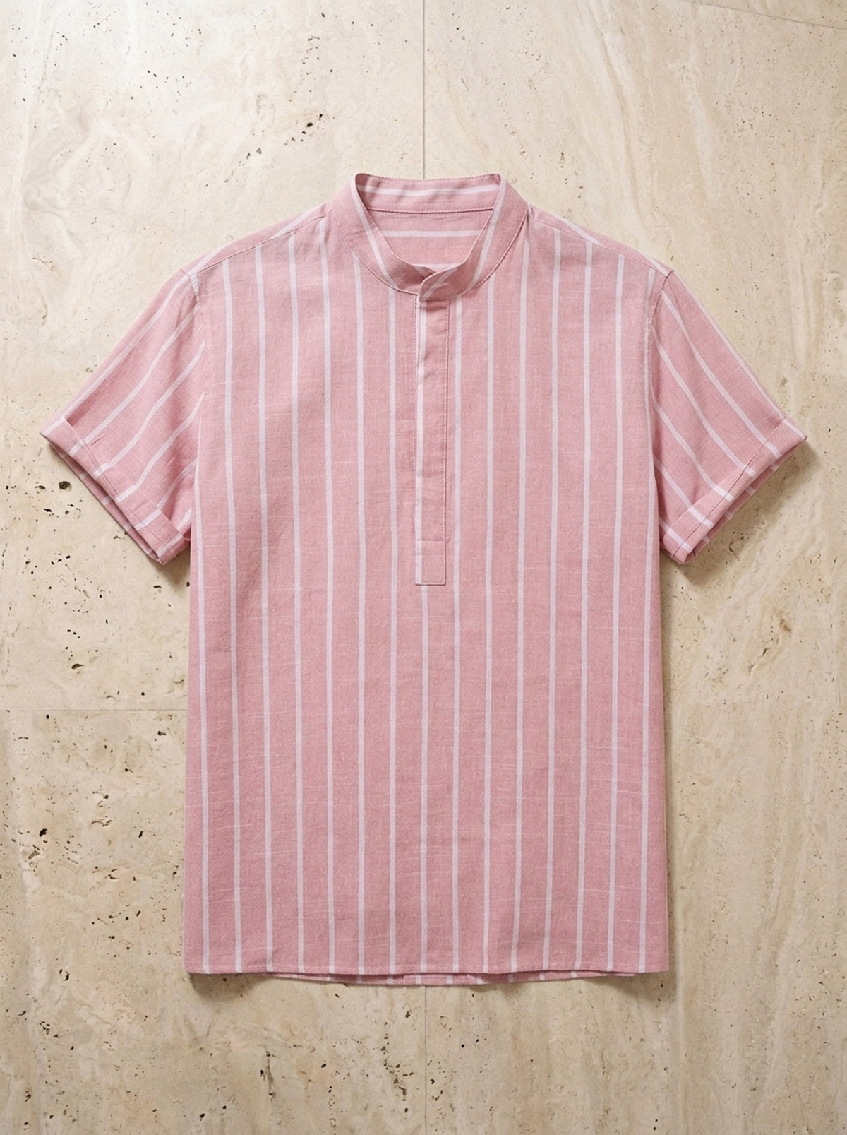 Rosa | Camisa gola padre listrada Trondheim rosa – peça sozinha vista de cima