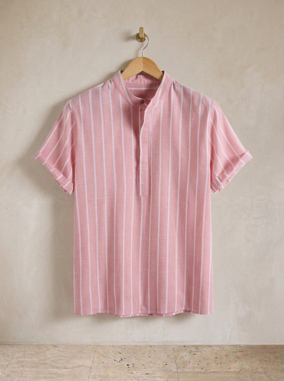Rosa | Camisa gola padre listrada Trondheim rosa – peça sozinha, foto de produto