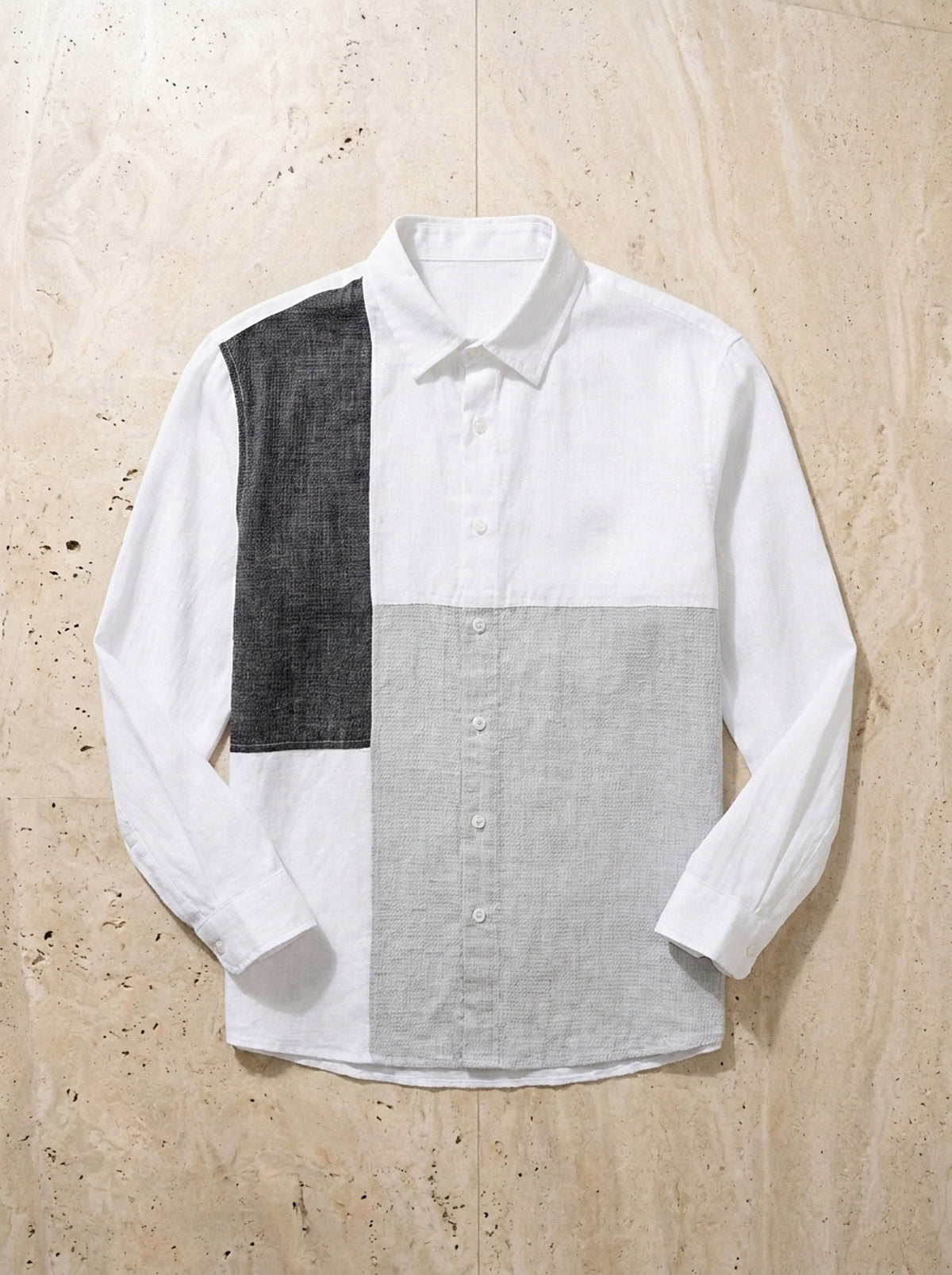 Branco | Camisa de linho com recortes Tropea branco – peça sozinha vista de cima