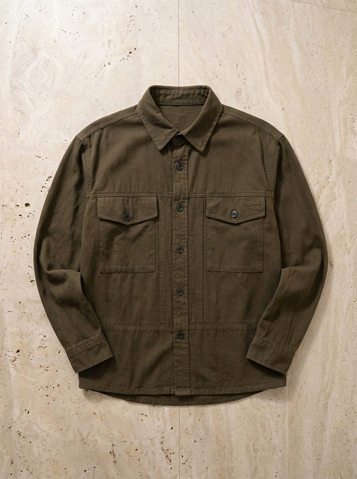 Café | Camisa de algodão Turim café – peça sozinha vista de cima