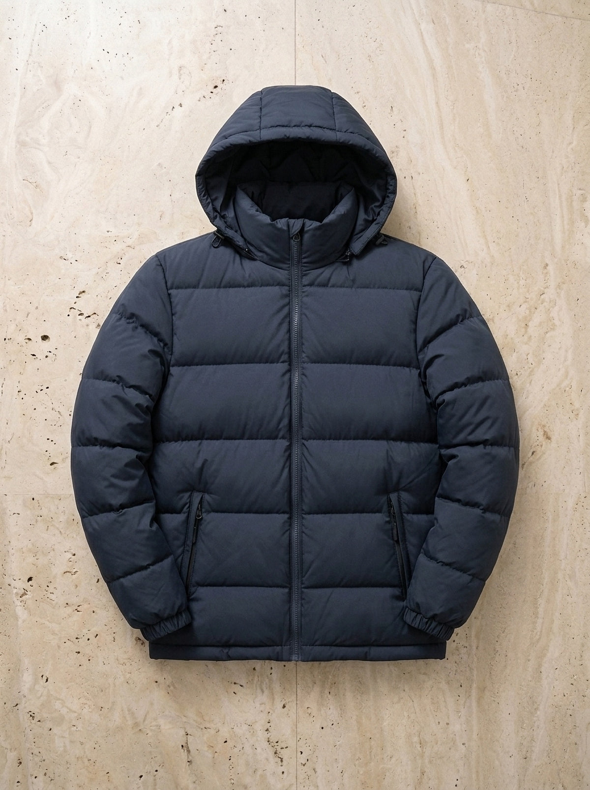 Azul | Jaqueta puffer com capuz removível Turku azul – peça sozinha vista de cima