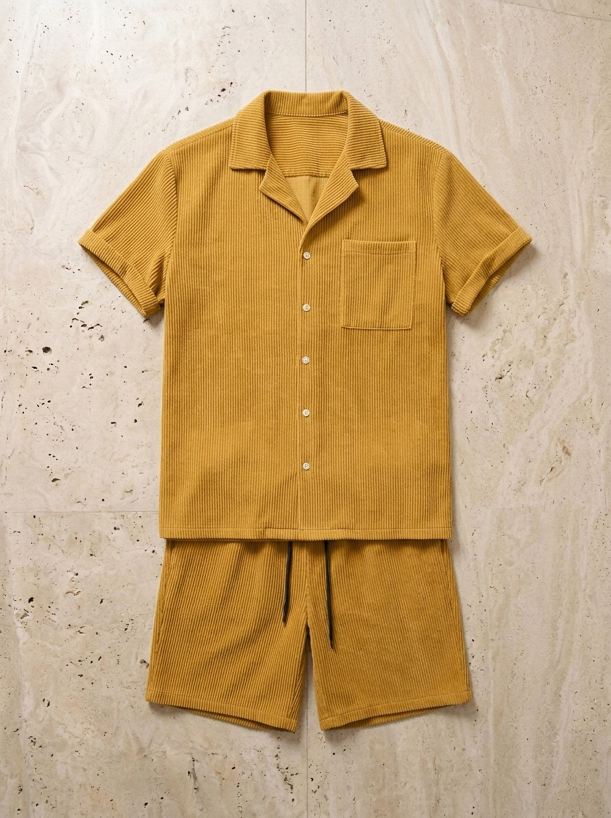 Amarelo | Conjunto aveludado Uppsala amarelo – peça sozinha vista de cima