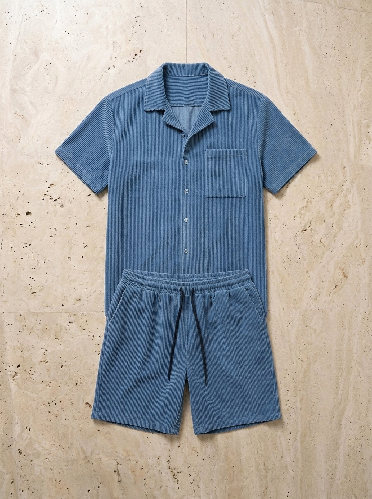 Azul | Conjunto aveludado Uppsala azul – peça sozinha vista de cima
