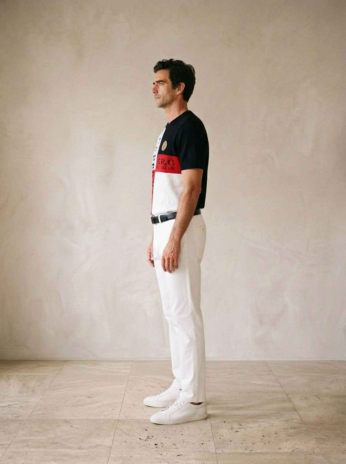 Vermelho | Camiseta de tricot estampada Uzès vermelho – vista de perfil