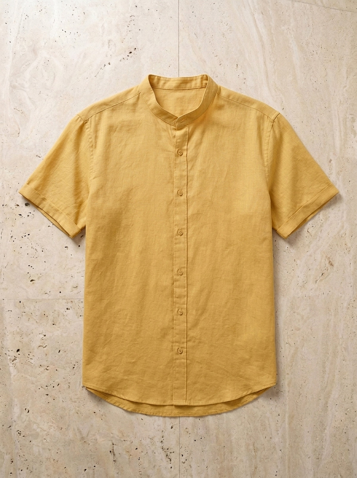 Amarelo | Camisa social de linho e algodão slim Valladolid amarelo – peça sozinha vista de cima