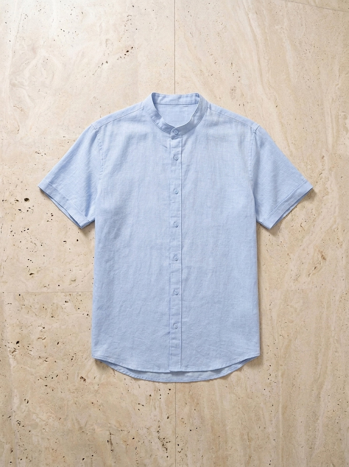 Azul-claro | Camisa social de linho e algodão slim Valladolid azul-claro – peça sozinha vista de cima