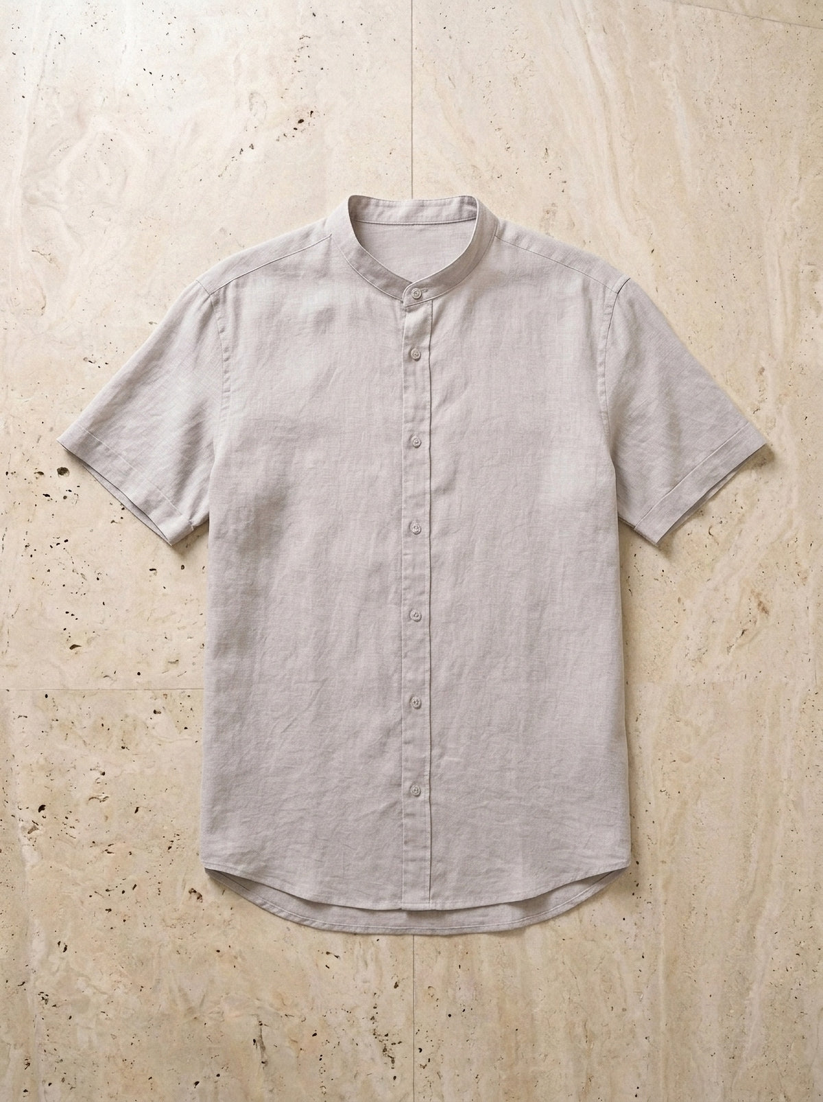 Cinza-claro | Camisa social de linho e algodão slim Valladolid cinza-claro – peça sozinha vista de cima