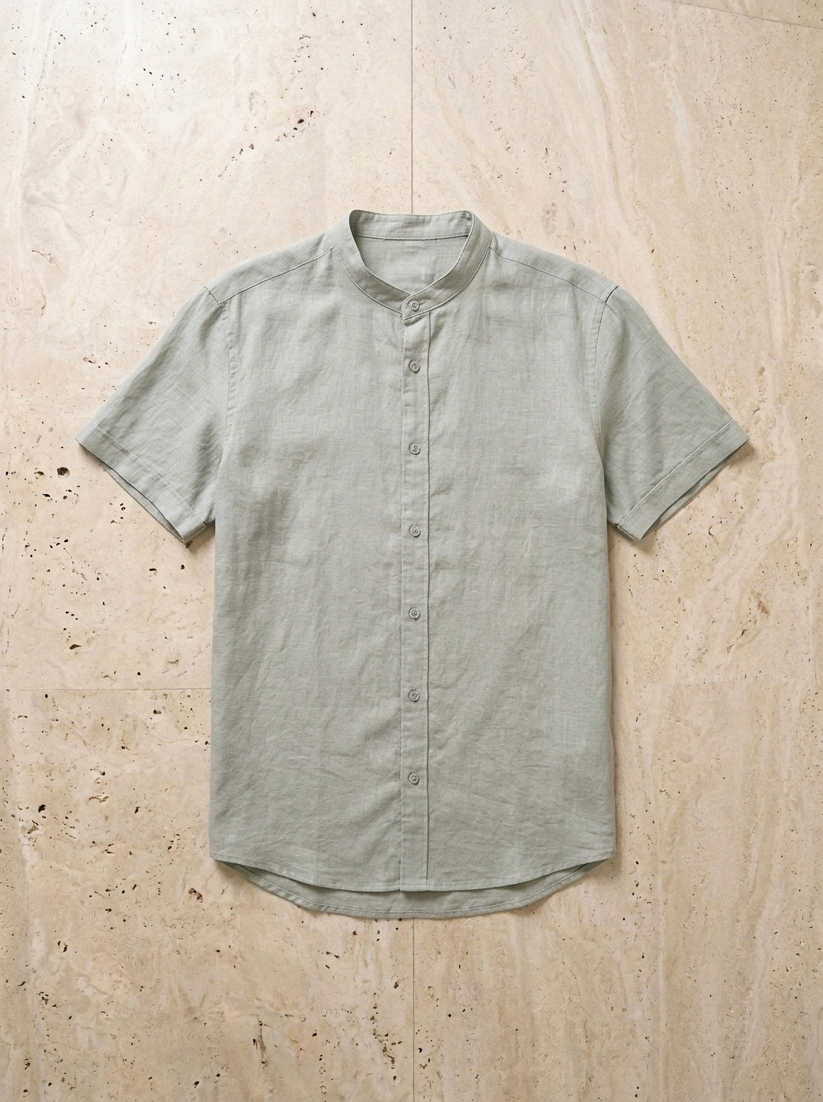 Verde-claro | Camisa social de linho e algodão slim Valladolid verde-claro – peça sozinha vista de cima