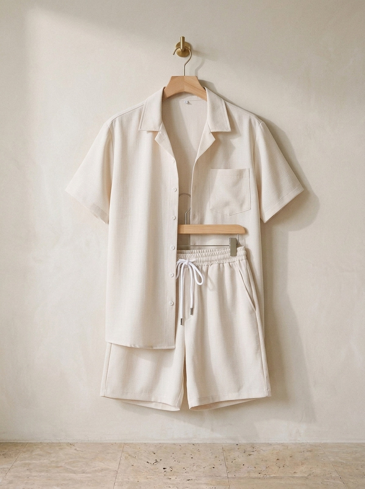 Creme | Conjunto camisa texturizada e short Vernazza creme – peça sozinha, foto de produto