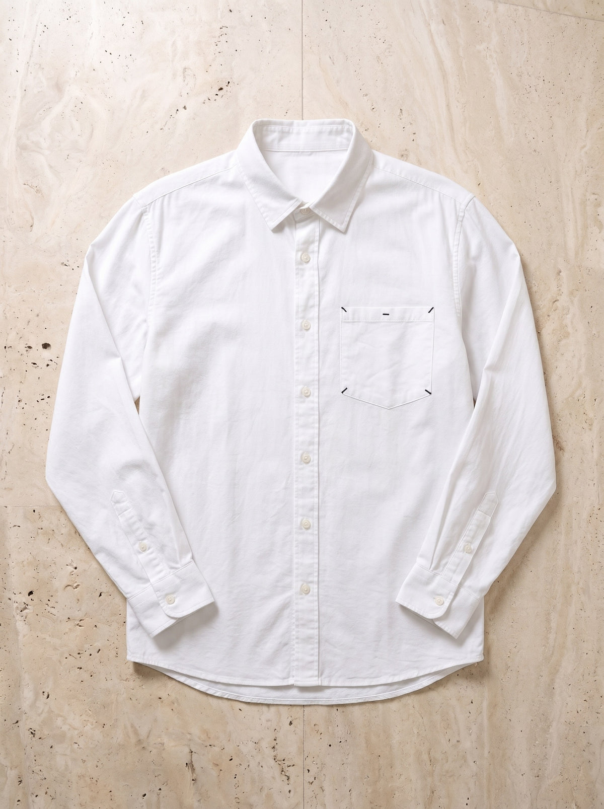 Branco | Camisa oxford manga longa Verona branco – peça sozinha vista de cima