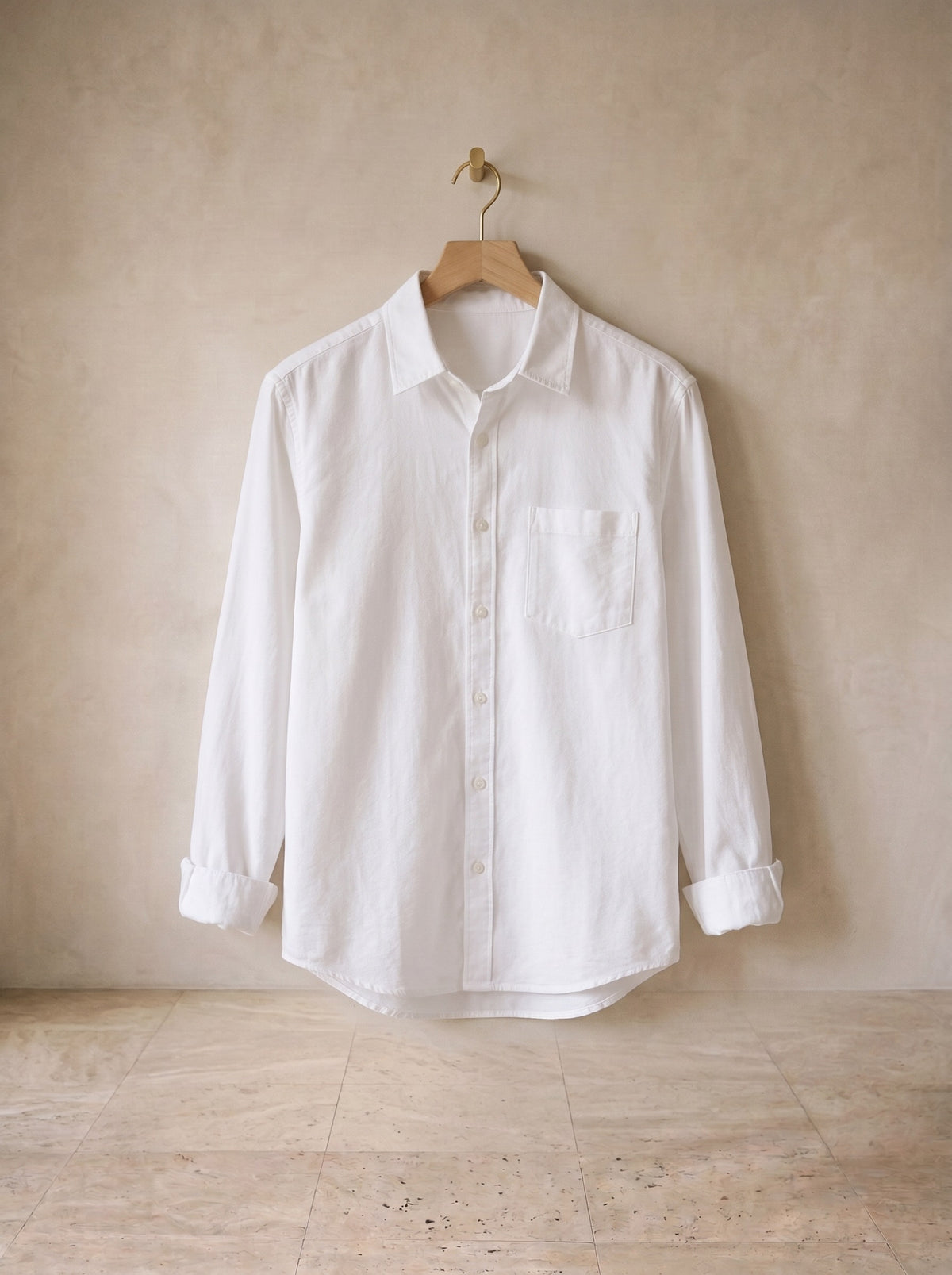 Branco | Camisa oxford manga longa Verona branco – peça sozinha, foto de produto