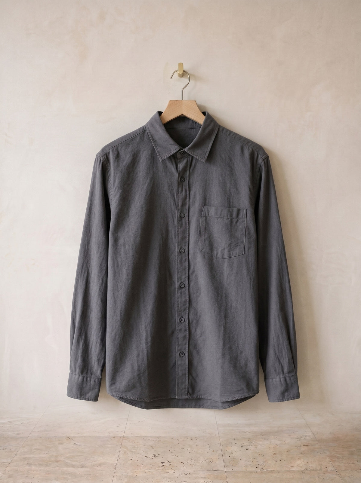 Cinza | Camisa oxford manga longa Verona cinza – peça sozinha, foto de produto