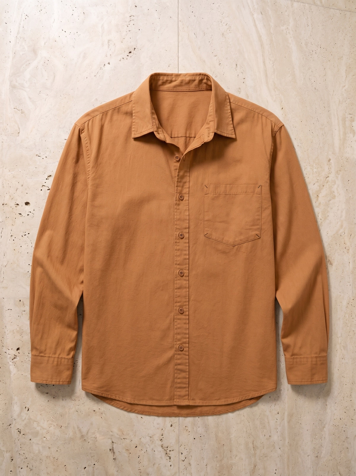 Laranja | Camisa oxford manga longa Verona laranja – peça sozinha vista de cima