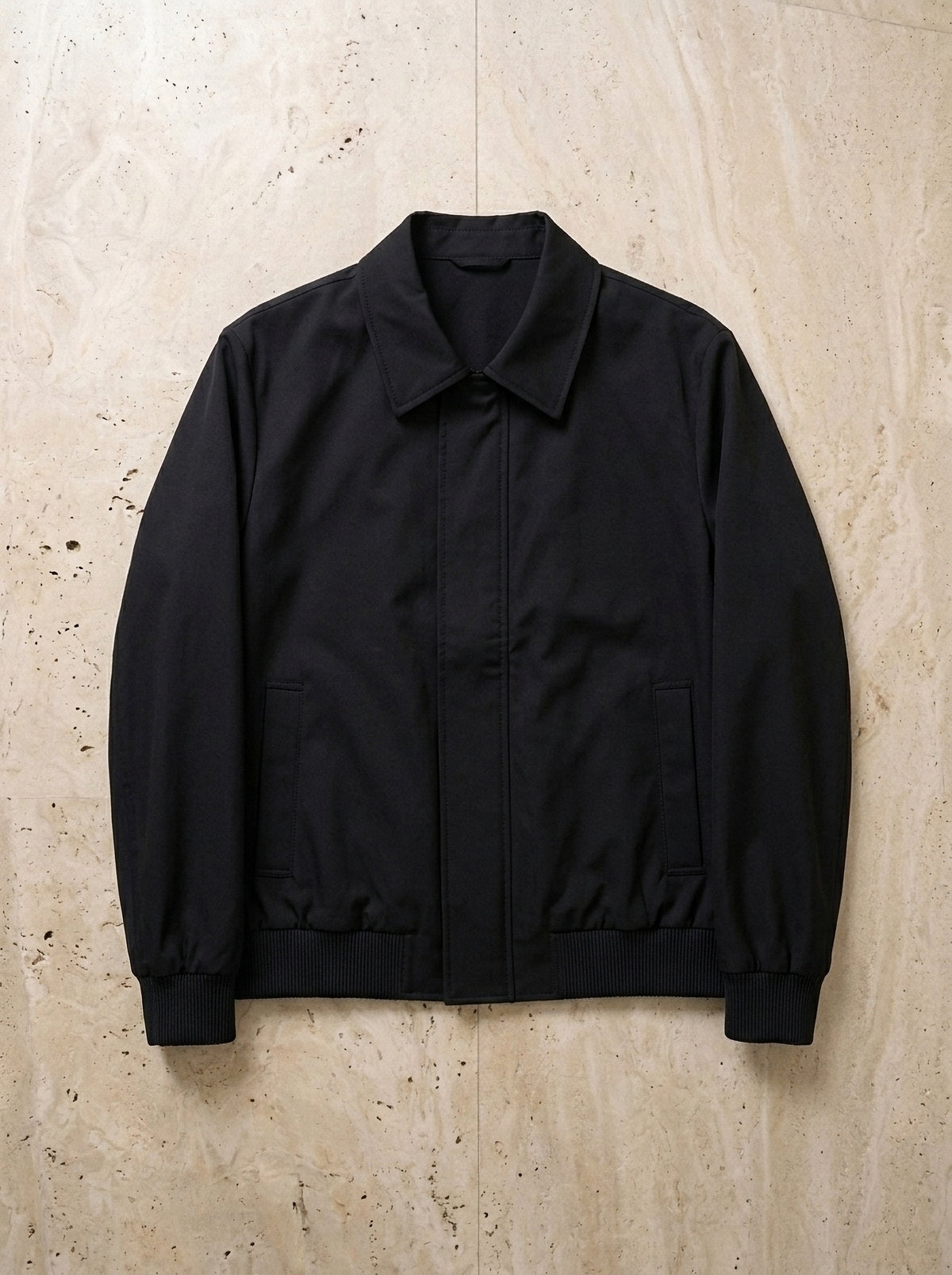 Preto | Jaqueta casual com gola Vianden preto – peça sozinha vista de cima