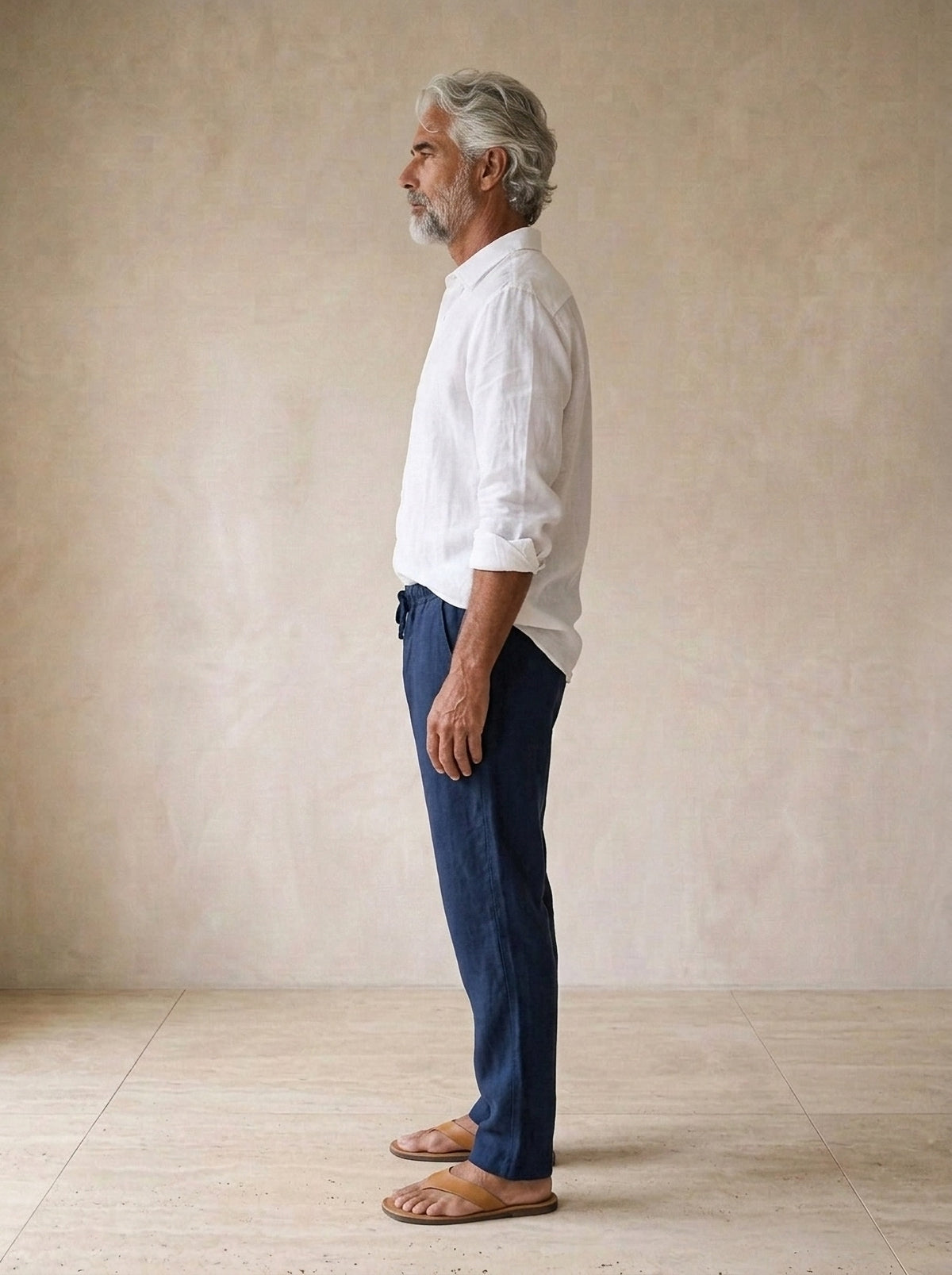 Azul-marinho | Calça de linho Viena azul-marinho – vista de perfil
