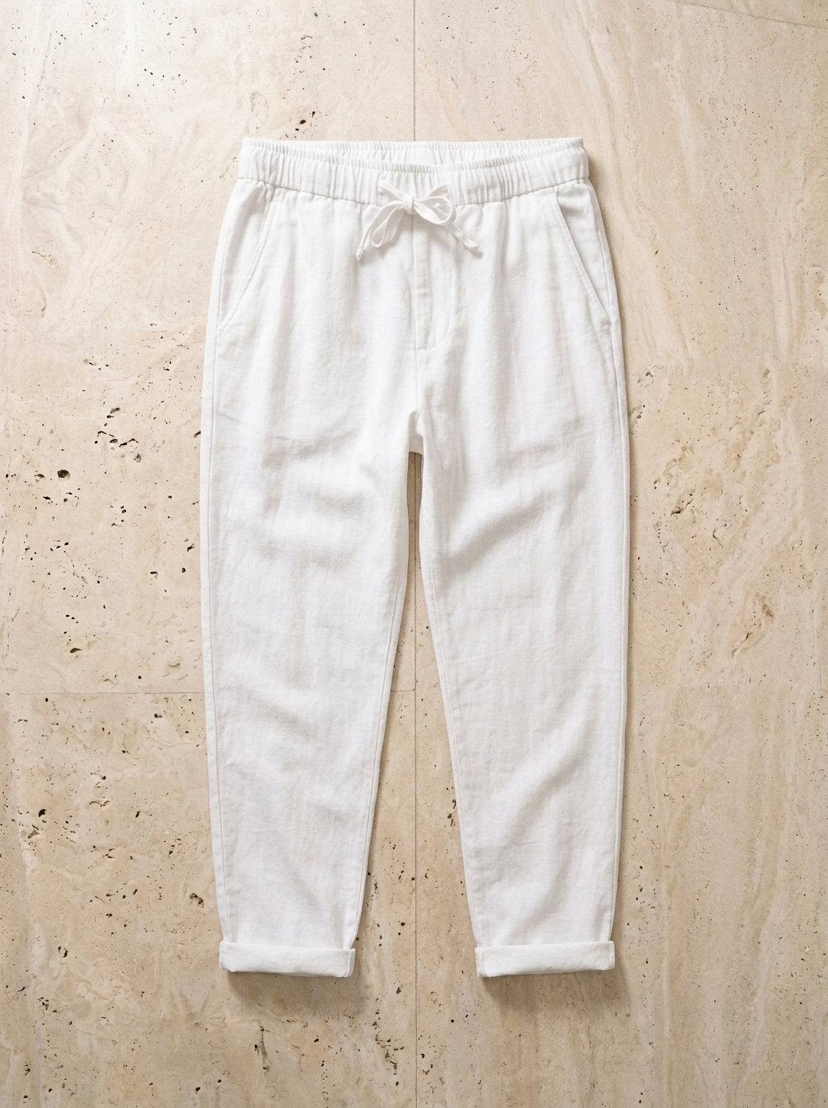 Branco | Calça de linho Viena branco – peça sozinha vista de cima
