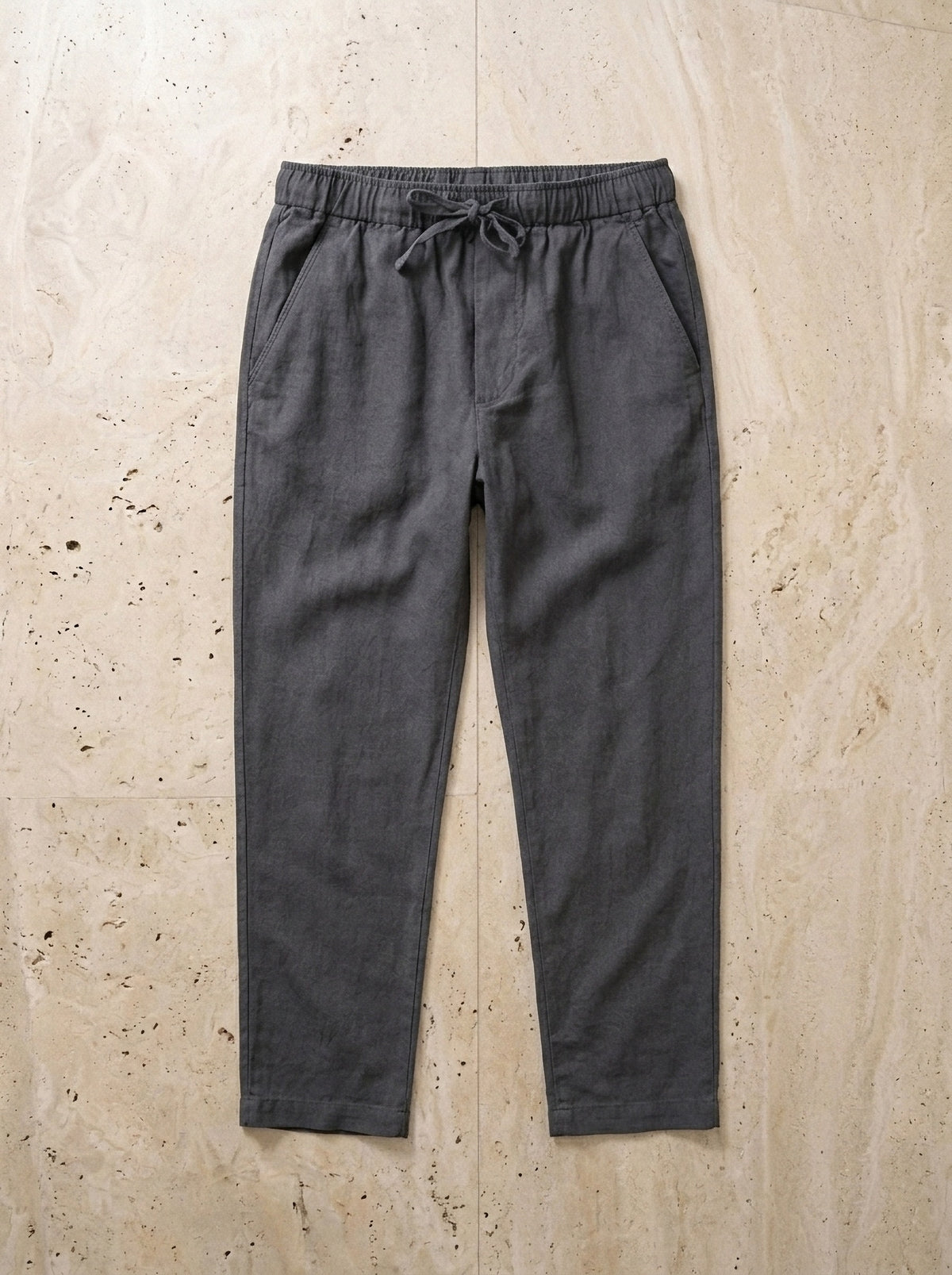 Cinza | Calça de linho Viena cinza – peça sozinha vista de cima