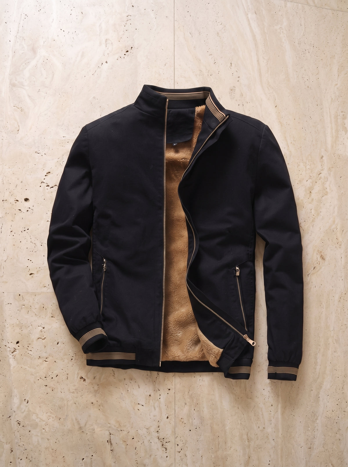 Preto | Jaqueta casual Visby preto – peça sozinha vista de cima