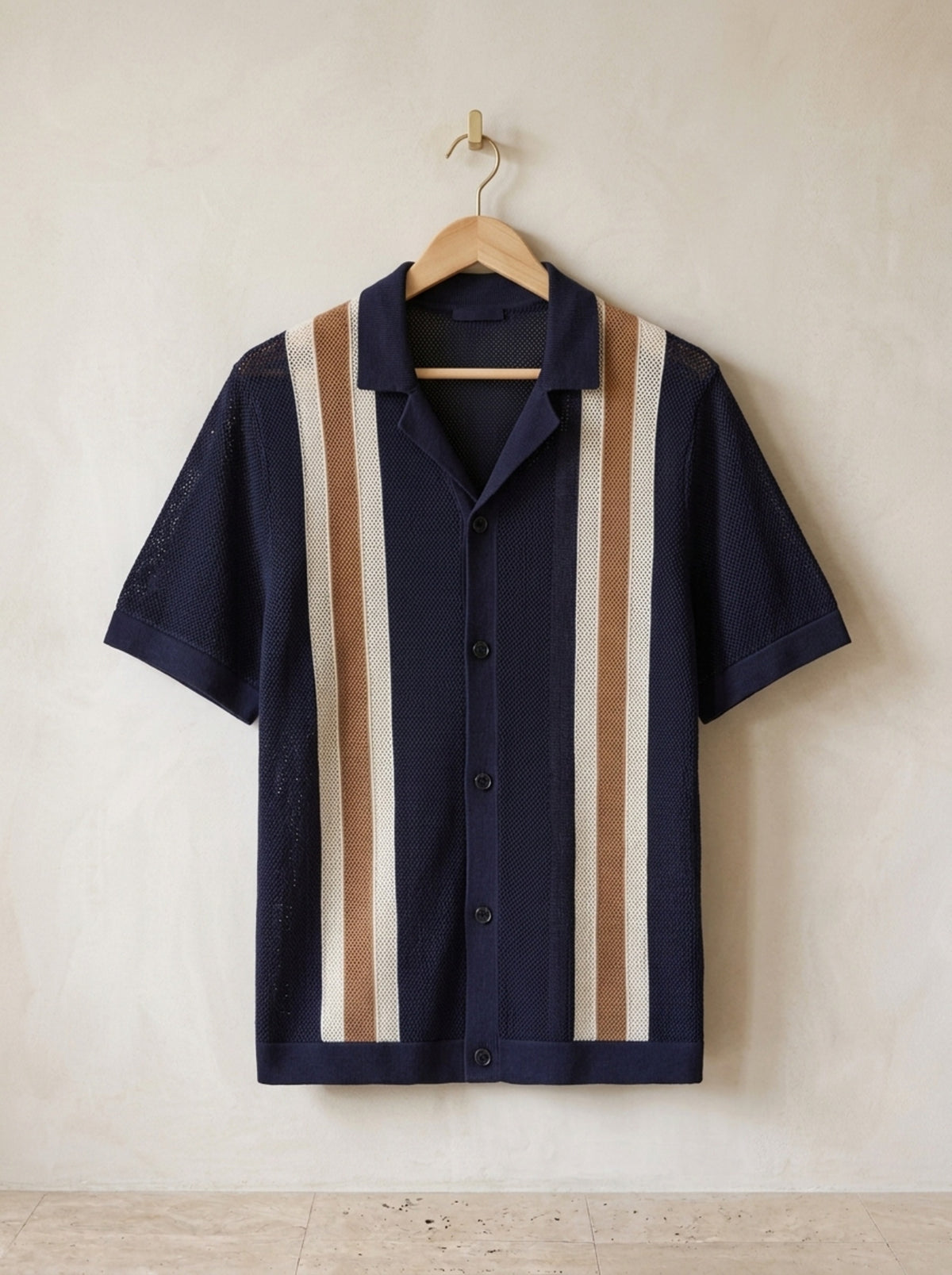Azul-marinho | Camisa de tricô com faixas Volterra azul-marinho – peça sozinha, foto de produto