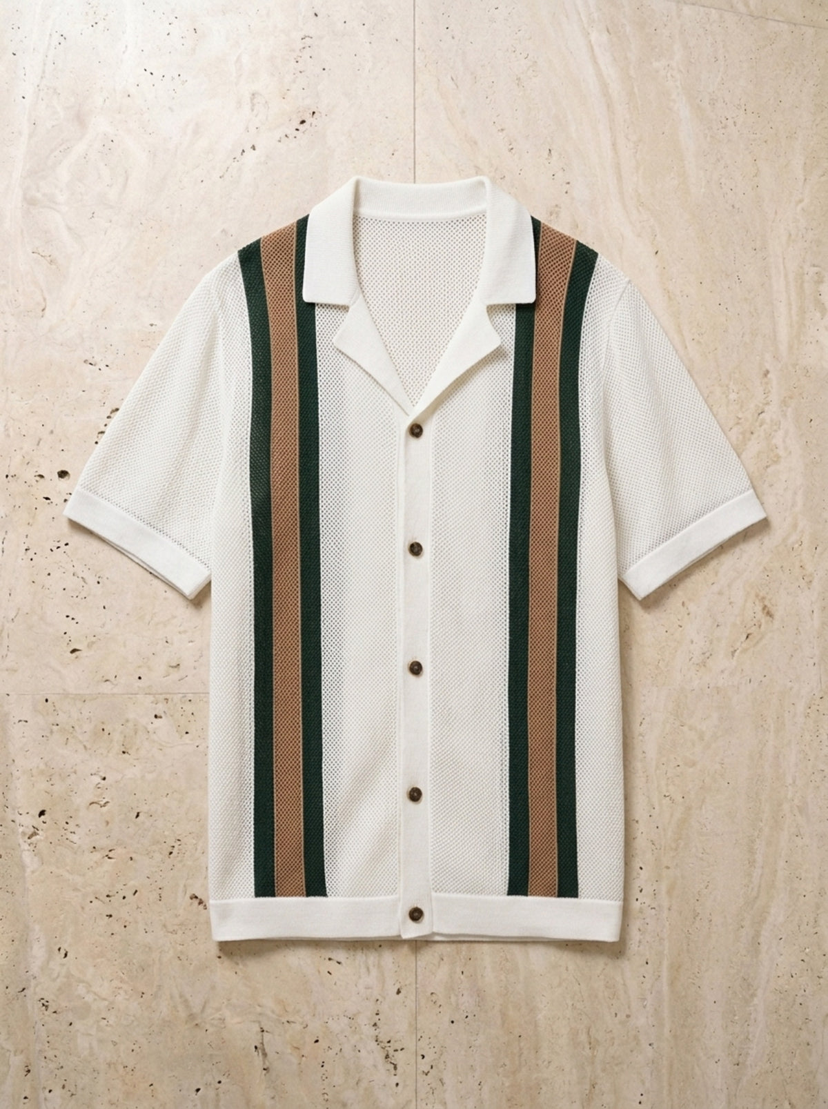 Branco | Camisa de tricô com faixas Volterra branco – peça sozinha vista de cima