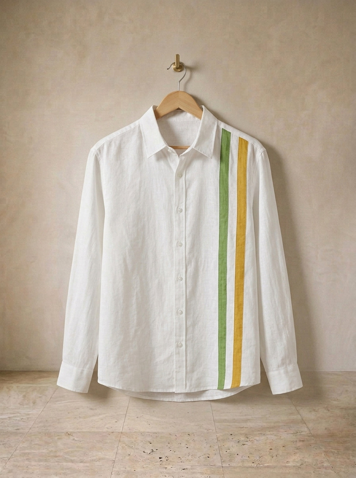 Amarelo | Camisa de linho com listra vertical Waterford amarelo – peça sozinha, foto de produto