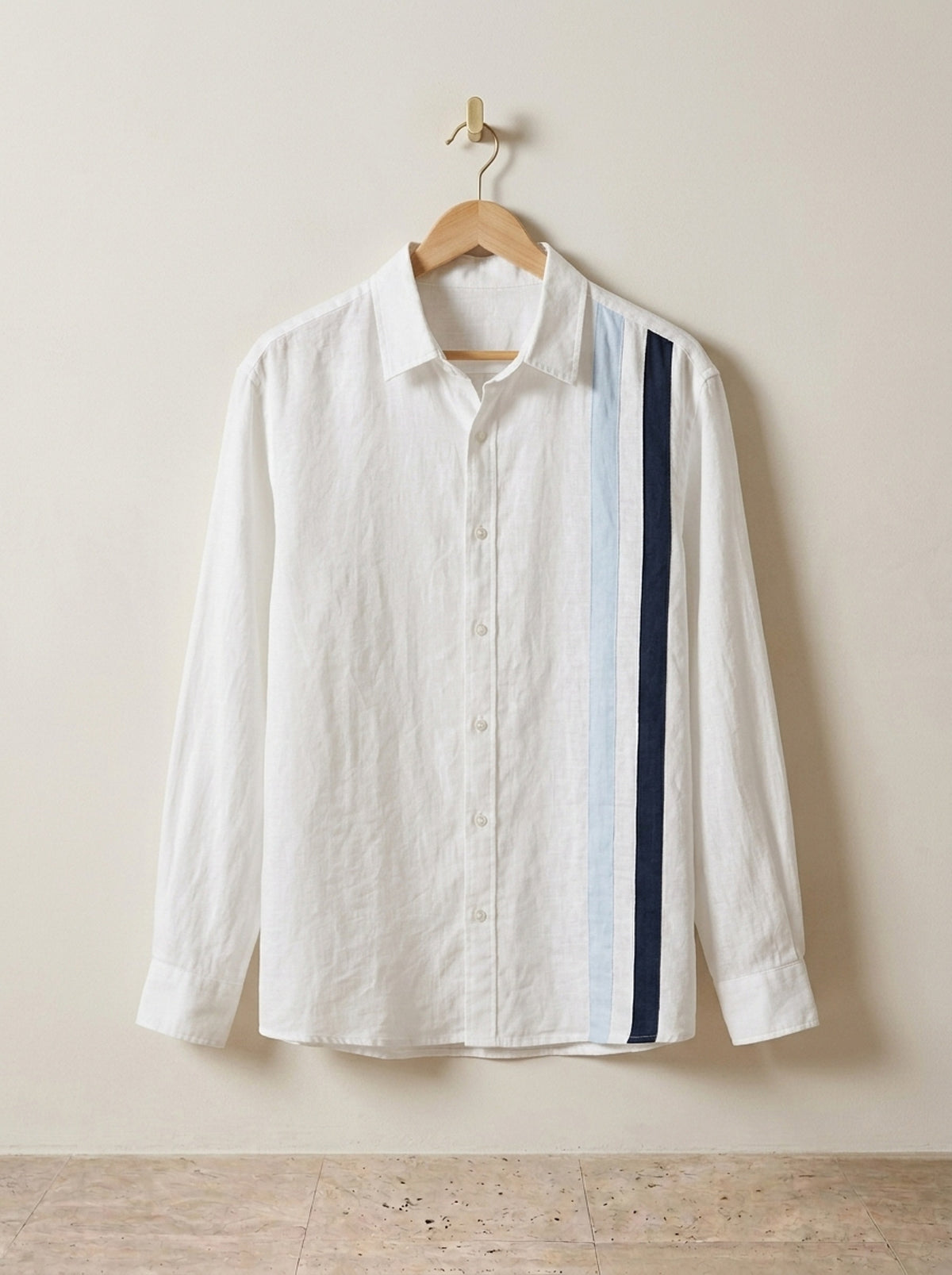 Azul-claro | Camisa de linho com listra vertical Waterford azul-claro – peça sozinha, foto de produto