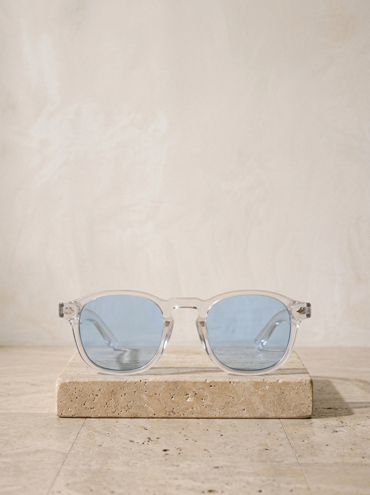 Transparente/Azul | Óculos de sol de acetato Zagreb transparente/azul – peça sozinha, foto de produto