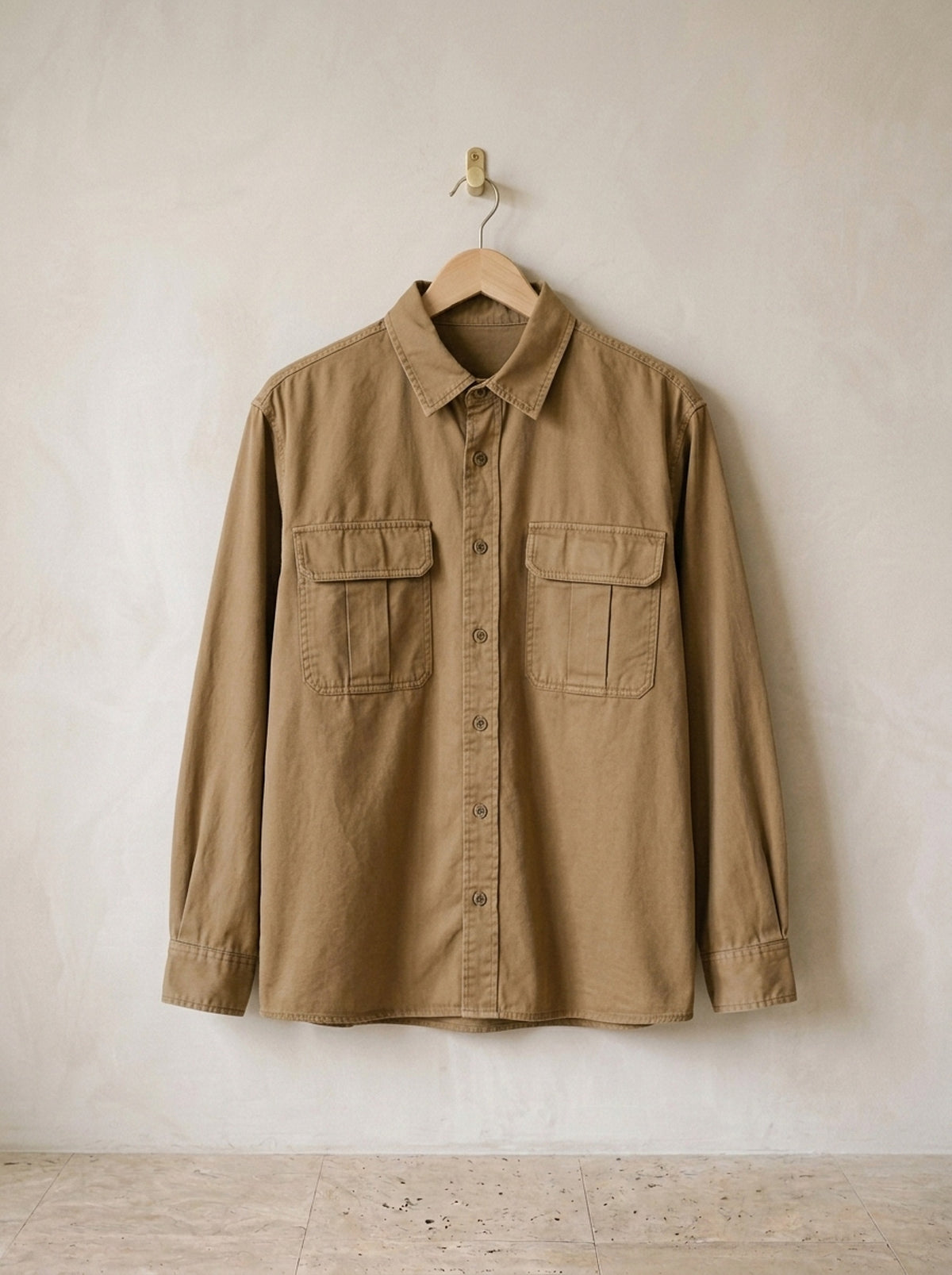 Caqui | Camisa utilitária de sarja Zurique caqui – peça sozinha, foto de produto