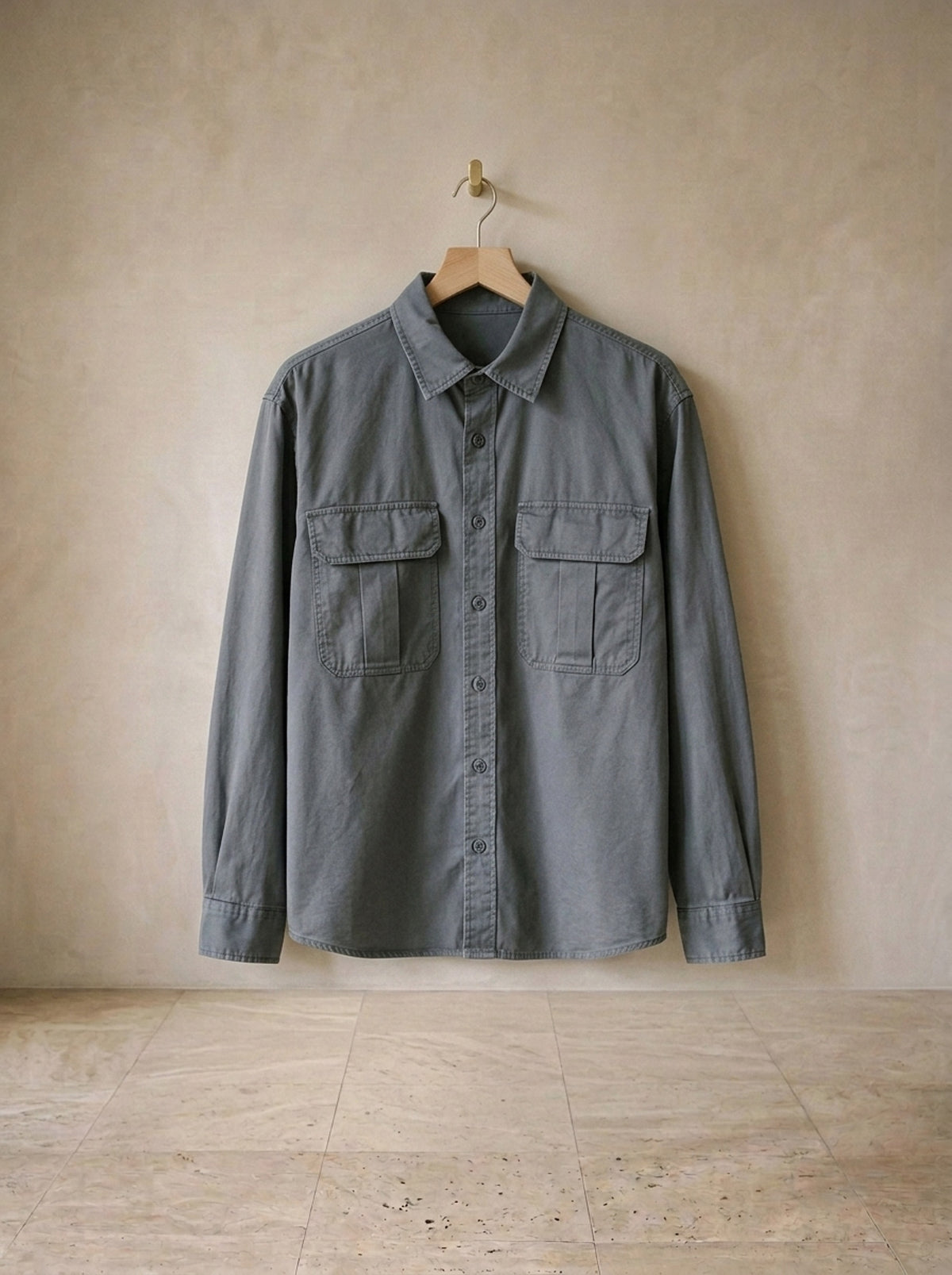 Cinza | Camisa utilitária de sarja Zurique cinza – peça sozinha, foto de produto